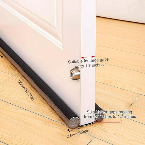 Door Draft Stopper, 32"-38" W Weather Stripping Draft Stopper for Bottom of Door - Noise Blocker Black Gap Stoppers Door Draft Guard for Bathroom, Home, Diningroom in Kuwait