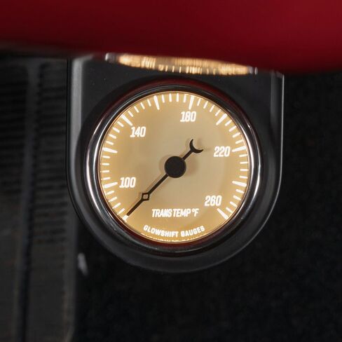 مجموعة قياس درجة حرارة ناقل الحركة GlowShift Classic Series 260F - تتضمن مستشعرًا إلكترونيًا 1/8-27 NPT وأحزمة أسلاك - قرص أبيض عتيق - LED أبيض - تصميم على الطراز العتيق - 2-1/16 بوصة (52 مم) in Kuwait