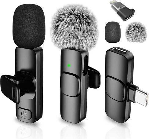 SmaFun Wireless Lavalier Microphone for iPhone, Android, iPad, Tablets, Wireless Microphone with Intelligent Noise Canceling for Vlogging, YouTube, Interview, Lapel Mic with 6 Hours Working Time in Saudi Arabia