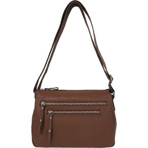 Bueno of California Granada Leather EW Triple Entry Crossbody, Black in Saudi Arabia