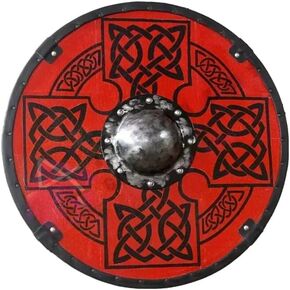 24'' Viking Shield Handcrafted Norse Medieval Wooden Shield with Celtic Carvings Historical Replica for Cosplay, LARP, Reenactment and Wall Decor in Saudi Arabia