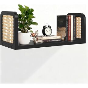 أرفف عائمة للجدار، أرفف عائمة سوداء ديكور رف الحمام، أرفف كتب الحضانة لغرفة المعيشة، أرفف حائط الروطان لغرفة النوم، منظم أرفف خشبية عائمة للمطبخ in Kuwait