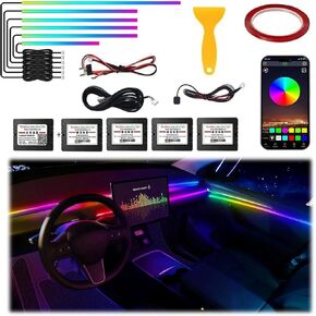 شريط إضاءة LED داخلي للسيارة من الأكريليك، إضاءة Dreamcolor 22 في 1 RGB المحيطة مع التطبيق، 16 مليون لون 175in 600LED أضواء مزامنة الموسيقى للقيادة الليلية، المنزل، التخييم وديكور الهدايا in Kuwait