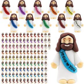 40 Pcs Little Jesus Figures, Mini Jesus Loves You Figures in Bulk, Multicolor Tiny Christ Figurines Toys for Hide & Seek, Easter Egg Stuffers, Sunday School, Baptism or Christian Gifts Fillers in Kuwait
