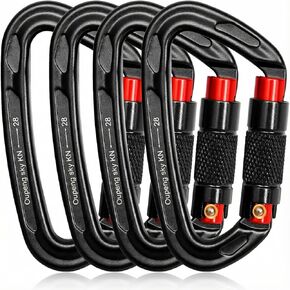 مشابك حلقة تسلق أوتوماتيكية - 28KN (6172 رطل) مشابك تثبيت شديدة التحمل، 4 قطع مشبك حلقة تسلق كبير لسلاسل المفاتيح، الأرجوحة، التخييم، صالة الألعاب الرياضية، المشي لمسافات طويلة، في الهواء الطلق، مقود الكلب in Kuwait