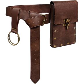 Renaissance Belt Bag Waist Bag Punk Medieval Leather Belt Bag, LARP Role-Playing Clothing Easter Retro Accessories in Kuwait