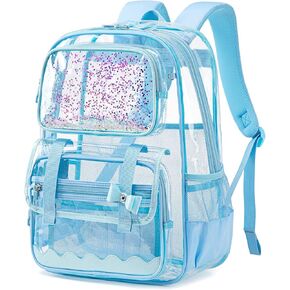 حقيبة ظهر شفافة للفتيات، حقيبة ظهر شفافة يمكن رؤيتها من خلال حقائب الظهر، حقيبة كتب شفافة شديدة التحمل للمدرسة باللون الوردي in Kuwait