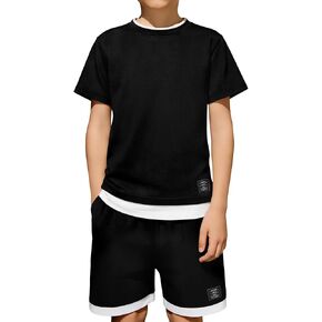 طقم صيفي للأولاد من قطعتين، قمصان وشورتات ناعمة ومريحة بأكمام قصيرة للأطفال من 4 إلى 12 سنة in Kuwait