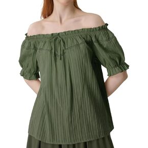 YESSA المرأة قميص عصر النهضة قبالة الكتف البلوزات الفلاحين للنساء نفخة الأكمام فضفاضة تناسب الصيف بلايز بوهو in Kuwait