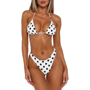 المرأة البولكا نقطة بيكيني مجموعات مثير الرسن سلسلة مثلث عالية قطع صفيق 2 قطعة ثوب السباحة in Kuwait