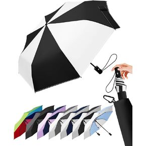 Windproof Travel Umbrella for Rain - 43" Auto Open Close 8-Rib Compact, Stylish Two-Tone Color Block Design, Easy-Close Folding Portable Parasol for Men & Women in Kuwait