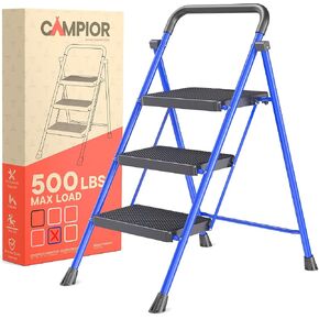 Pink 3 Step Stool Foldable – Heavy-Duty Foldable Step Stool for Adults, 500 lbs Capacity, Anti-Slip Feet & Wide Steps, Sturdy Steel Frame, Lightweight & Space-Saving Design for Home, Kitchen & Garage in Saudi Arabia