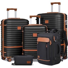 مجموعة حقائب سفر قابلة للتوسيع من Joyway مكونة من 5 قطع، مجموعة حقائب سفر ذات هيكل صلب خفيف الوزن مع عجلات دوارة وقفل TSA (مجموعة من 5 قطع، رمادي) in Kuwait