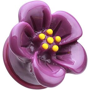 Adorable Hibiscus Flower Single Flared Ear Gauge Plug in Saudi Arabia