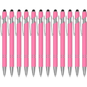 12 قلمًا أسود اللون، قلم حبر جاف 2 في 1 مع طرف قلم معدني لشاشات اللمس، أقلام كتابة ناعمة بالحبر الأسود 1.0 مم للمكتب والمدرسة والهدايا (12 قطعة، أسود) in Kuwait