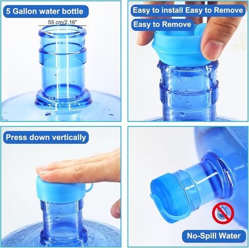 Myvision 3-5 Gallon Water Jug Cap Reusable, Silicone Replacement Cap, Non Spill Bottle Caps for 2.16in/55mm Bottle Water Dispenser Caps-4 Pack in Kuwait