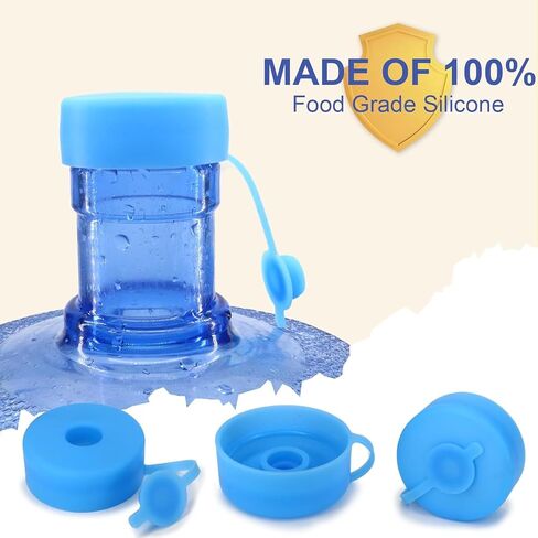 Myvision 3-5 Gallon Water Jug Cap Reusable, Silicone Replacement Cap, Non Spill Bottle Caps for 2.16in/55mm Bottle Water Dispenser Caps-4 Pack in Kuwait