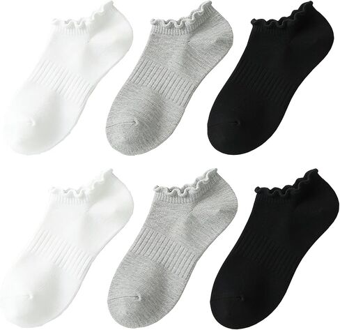 No Show Socks Womens Low Cut Non Slip Cute Ruffle Ankle Socks 6 Pairs in Saudi Arabia