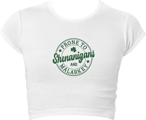 St. Patrick's Day Baby Tee | Premium Cap Sleeve Baby Rib Crop Top Shirt for Women in Saudi Arabia