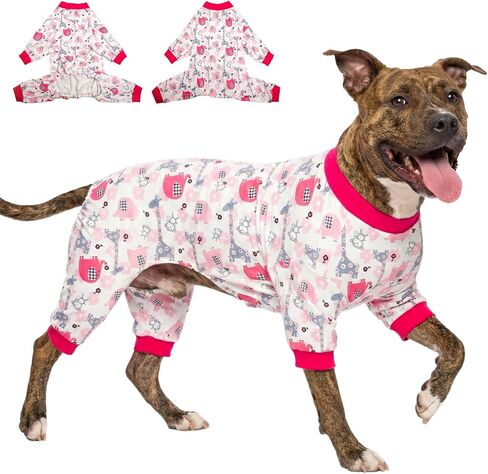 LovinPet Labrador قمصان الكلاب الكبيرة، تخفيف قلق الحيوانات الأليفة، مكافحة لعق، ملابس التعافي بعد الجراحة، نسيج مطاطي خفيف الوزن، طباعة فوشيا لأحلام الغابة، جامي كبيرة للكلاب، سلالات كبيرة للحيوانات الأليفة PJ's/XL in Saudi Arabia
