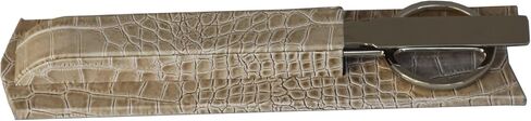 DACASSO Protacini Breeze Beige Italian Crocodile Leather Library Set - Luxury Italian Crocodile Leather Library Set & Office Accessories - Elegant Library Set (Silver) in Saudi Arabia