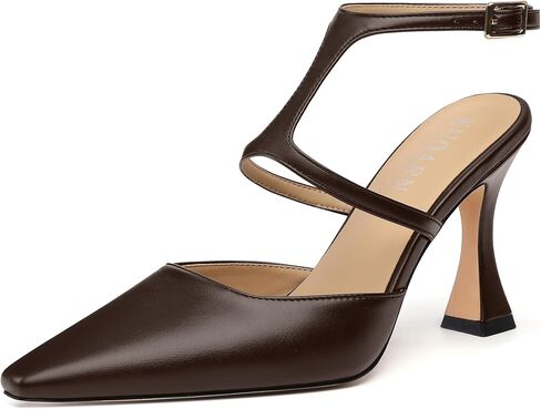 KUOARN كعب Slingback للنساء مغلق عند الأصابع 3.5 بوصة Stiletto مع حزام كاحل قابل للتعديل مريح أنيق للحفلات المسائية وحفلات الزفاف in Kuwait