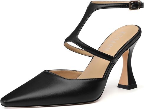 KUOARN كعب Slingback للنساء مغلق عند الأصابع 3.5 بوصة Stiletto مع حزام كاحل قابل للتعديل مريح أنيق للحفلات المسائية وحفلات الزفاف in Kuwait
