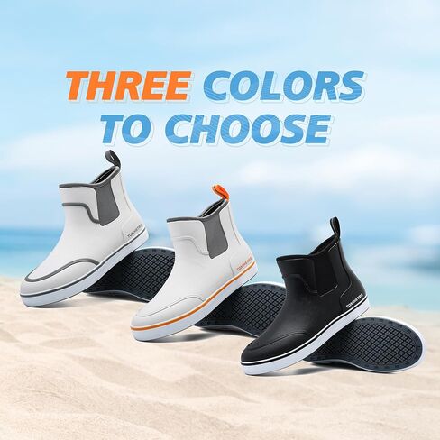Men's Deck Boots for Fishing Waterproof ankle Rain Boots Non-Slip Neoprene Rubber water shoes for Boating Gardening Sailing Daily in Saudi Arabia