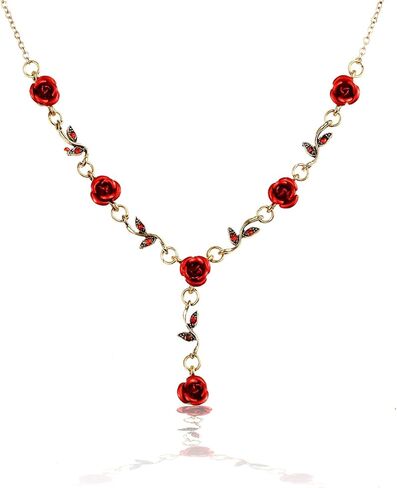 Flower Pendant Necklace Y2k French Vintage Rose Camellia Temperament Fashion Jewelry Women's Gift Gold in Kuwait