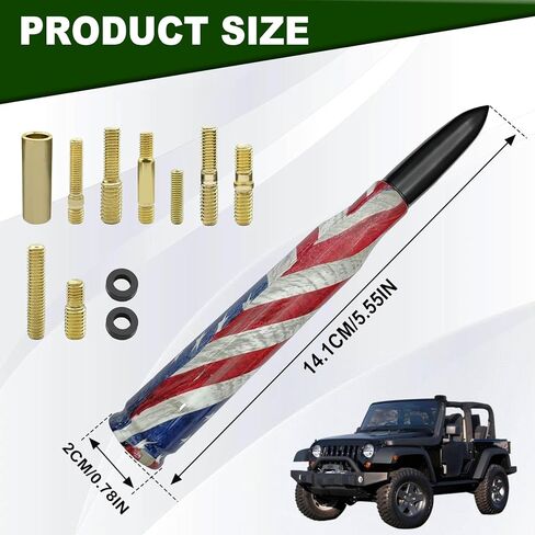 1 PC Car Bullet Antenna, Stable Signal Receiving Antenna,5.5" American Flag Personalized Decorative Anti-Theft Antenna (Black) in Kuwait