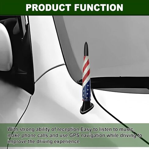 1 PC Car Bullet Antenna, Stable Signal Receiving Antenna,5.5" American Flag Personalized Decorative Anti-Theft Antenna (Black) in Kuwait