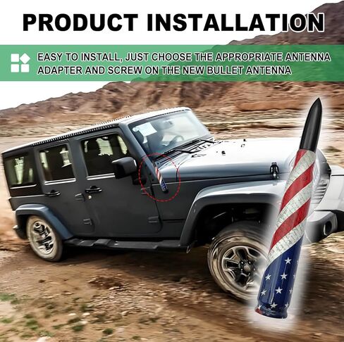 1 PC Car Bullet Antenna, Stable Signal Receiving Antenna,5.5" American Flag Personalized Decorative Anti-Theft Antenna (Black) in Kuwait