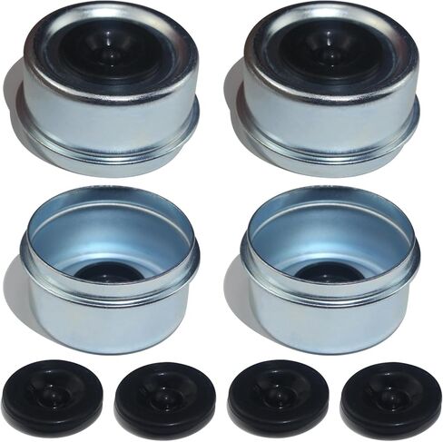 LUXTRKSTO 2PCS 1.98" Trailer Hub Dsut Cap,Trailer Axle Wheel Bearing Dust Cap Cup Grease Cover with 2 Rubber Plugs,Hub Dust Caps for Most 2000 to 3500 Pound Axles Dexter EZ Lube Trailer Camper RV in Saudi Arabia