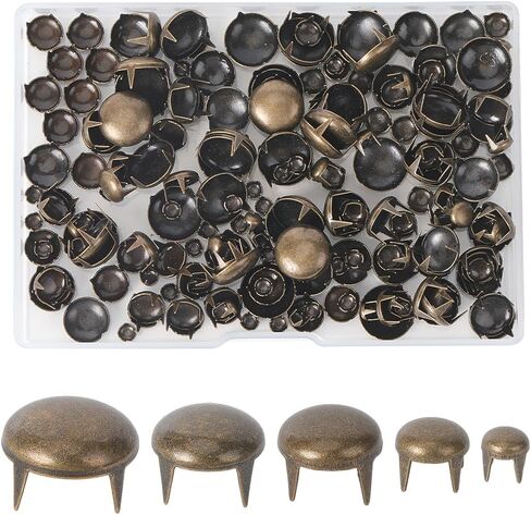 GORGECRAFT 5 Sizes 200Pcs Claw Rivet Nailheads Spots Stud Round Dome Studs Metal Mushroom Head Spike Prong Nail for DIY Leather Craft Fabric Clothes Denim Stylish Assorted Photo Repair(Sliver) in Saudi Arabia