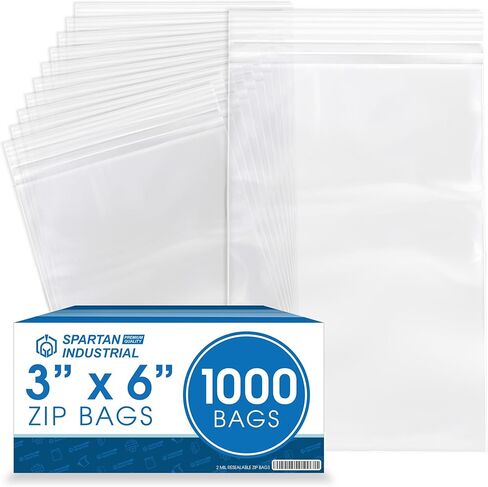 Spartan Industrial - 6" X 6" (1000 Count) 2 Mil Clear Reclosable Zip Plastic Poly Bags with Resealable Lock Seal Zipper in Saudi Arabia