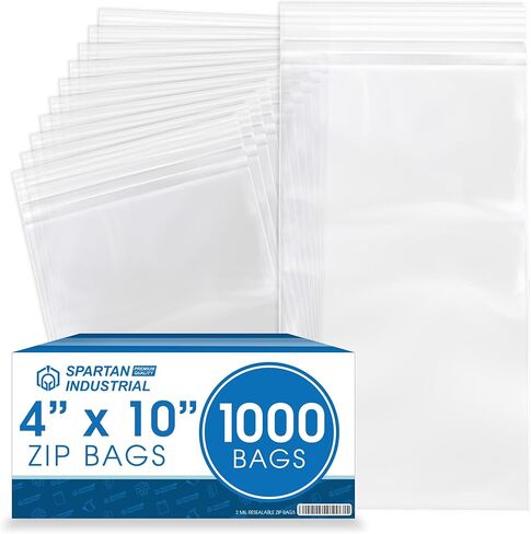 Spartan Industrial - 6" X 6" (1000 Count) 2 Mil Clear Reclosable Zip Plastic Poly Bags with Resealable Lock Seal Zipper in Saudi Arabia