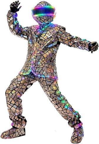 Earthradius LED Metallic Similiar Mirror Material Robot Suit Costume Clothes Stage Show DJ Dancing Clothing in Saudi Arabia