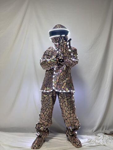 Earthradius LED Metallic Similiar Mirror Material Robot Suit Costume Clothes Stage Show DJ Dancing Clothing in Saudi Arabia