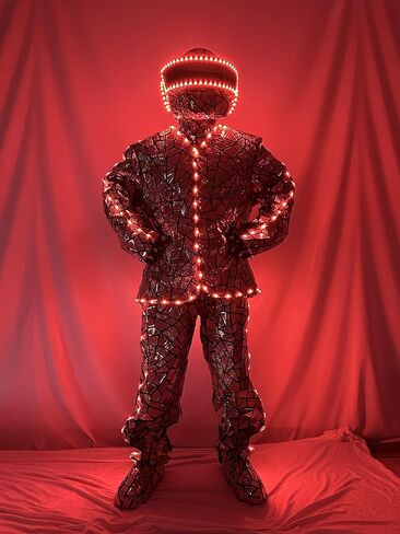 Earthradius LED Metallic Similiar Mirror Material Robot Suit Costume Clothes Stage Show DJ Dancing Clothing in Saudi Arabia