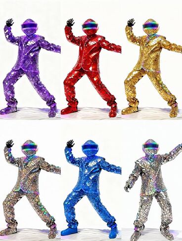 Earthradius LED Metallic Similiar Mirror Material Robot Suit Costume Clothes Stage Show DJ Dancing Clothing in Saudi Arabia