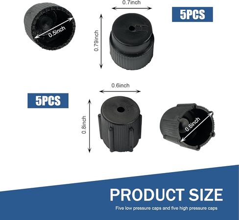 10 PCS A/C Charge Port Caps Valve Cores, 13mm & 16mm Multi-Size Low/High Pressure Cap, Good Sealing Air Conditioning Service Valve Fitting Cap, Universal Replacement Part for Cars (Black) in Saudi Arabia