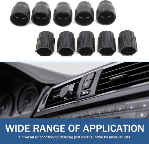 10 PCS A/C Charge Port Caps Valve Cores, 13mm & 16mm Multi-Size Low/High Pressure Cap, Good Sealing Air Conditioning Service Valve Fitting Cap, Universal Replacement Part for Cars (Black) in Saudi Arabia