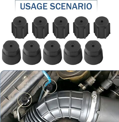 10 PCS A/C Charge Port Caps Valve Cores, 13mm & 16mm Multi-Size Low/High Pressure Cap, Good Sealing Air Conditioning Service Valve Fitting Cap, Universal Replacement Part for Cars (Black) in Saudi Arabia