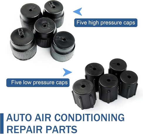 10 PCS A/C Charge Port Caps Valve Cores, 13mm & 16mm Multi-Size Low/High Pressure Cap, Good Sealing Air Conditioning Service Valve Fitting Cap, Universal Replacement Part for Cars (Black) in Saudi Arabia
