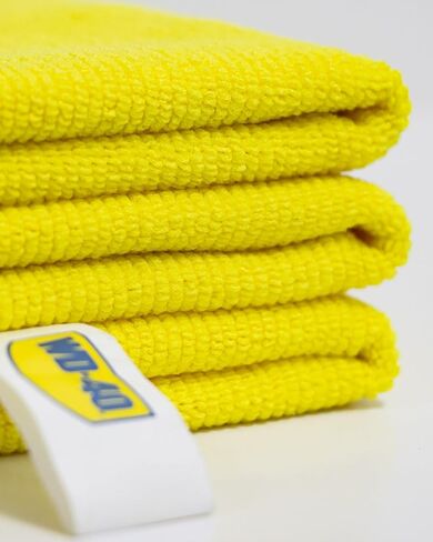 مناشف ستوكات لتفصيل السيارة من WD-40 - أقمشة تنظيف متعددة الأغراض للمحترفين للعناية التلقائية، والتجفيف، وخالية من الخطوط، وخالية من الوبر، وماصة، وزجاجية، ومناشف مطبخ من الألياف الدقيقة باللون الأصفر - 16 × 16، 24 عبوة in Kuwait