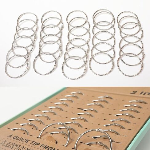 حلقات مجلد مقاس 5 سم: عبوة منظمة مكونة من 30 قطعة - صندوق معتمد من مجلس رعاية الغابات (FSC) مزود بفتحات ورقية فردية تمنع التشابك والخدوش، حلقات كتب معدنية عالية التحمل لبطاقات الفهرسة in Kuwait