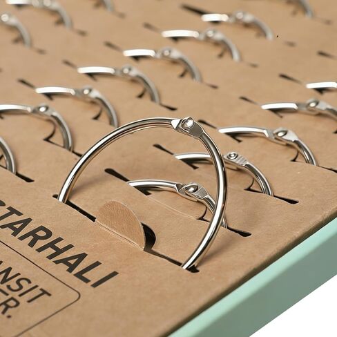 حلقات مجلد مقاس 5 سم: عبوة منظمة مكونة من 30 قطعة - صندوق معتمد من مجلس رعاية الغابات (FSC) مزود بفتحات ورقية فردية تمنع التشابك والخدوش، حلقات كتب معدنية عالية التحمل لبطاقات الفهرسة in Kuwait