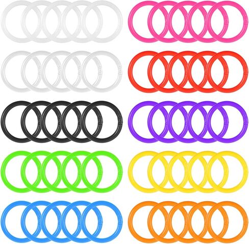 50 Pcs Loose Leaf Binder Rings, Plastics Notebook Paper Ring, Colorful Book Rings, Binder-Rings for Flash Index Cards, Colorful Book Keychain Key Ring for Paper, Notebook, Office, Home (10 Colors) in Saudi Arabia