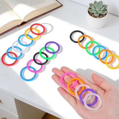 50 Pcs Loose Leaf Binder Rings, Plastics Notebook Paper Ring, Colorful Book Rings, Binder-Rings for Flash Index Cards, Colorful Book Keychain Key Ring for Paper, Notebook, Office, Home (10 Colors) in Saudi Arabia