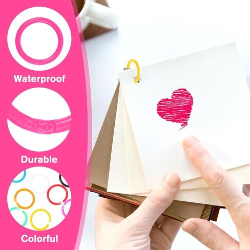 50 Pcs Loose Leaf Binder Rings, Plastics Notebook Paper Ring, Colorful Book Rings, Binder-Rings for Flash Index Cards, Colorful Book Keychain Key Ring for Paper, Notebook, Office, Home (10 Colors) in Saudi Arabia